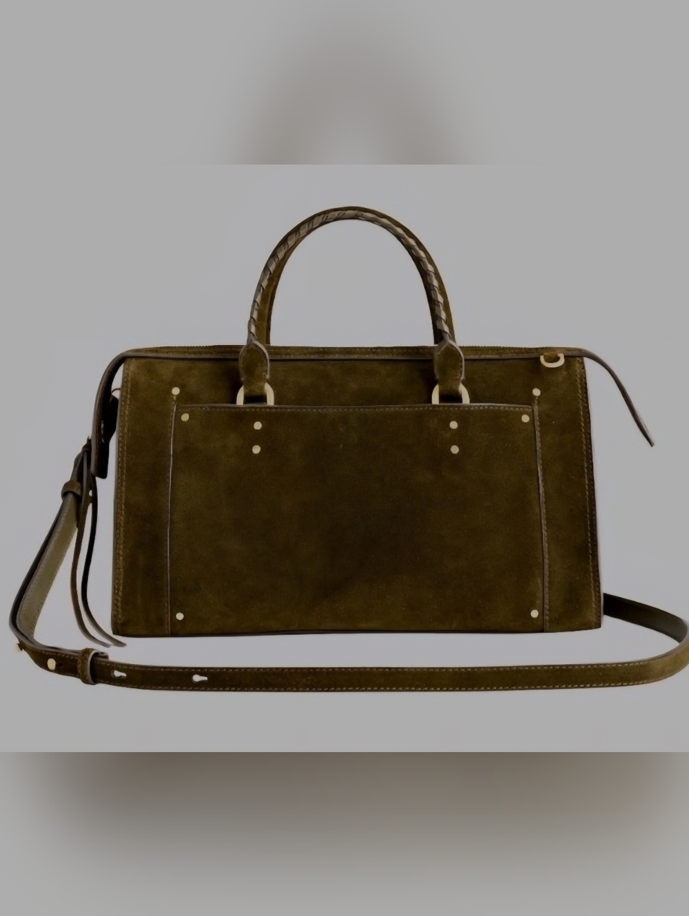 Madewell Green Suede Tote with Gold Hardware